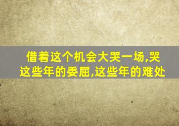 借着这个机会大哭一场,哭这些年的委屈,这些年的难处