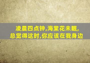 凌晨四点钟,海棠花未眠,总觉得这时,你应该在我身边