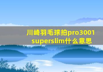 川崎羽毛球拍pro3001superslim什么意思